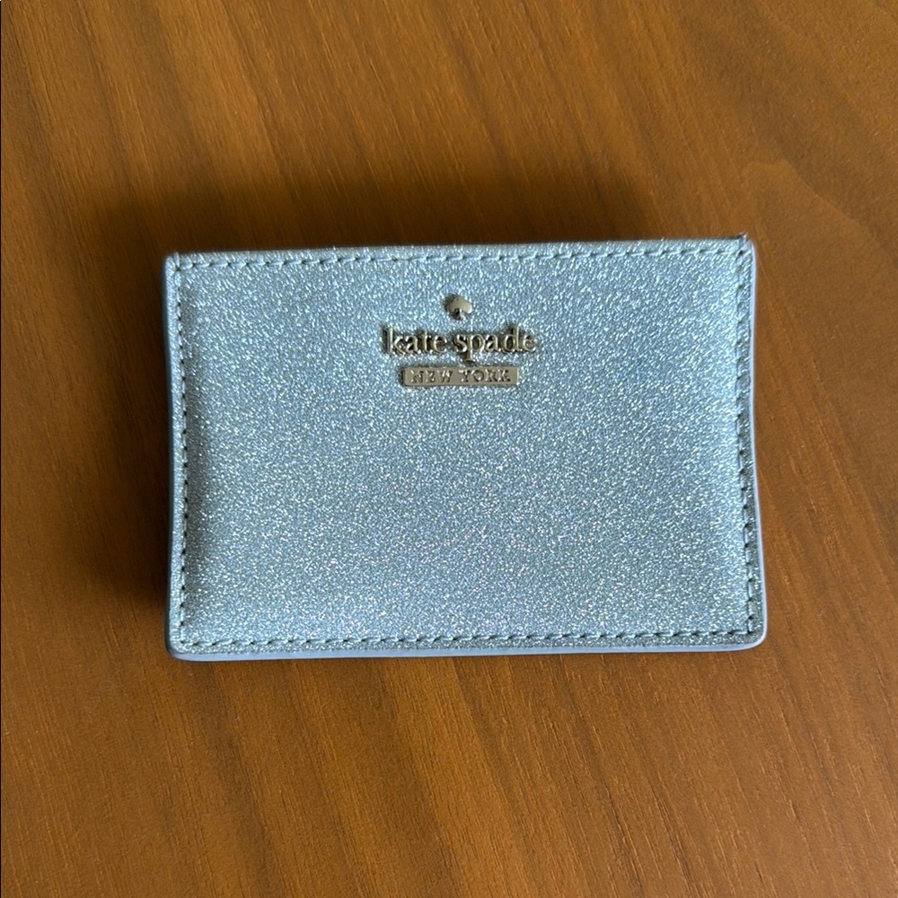 Kate Spade Silver Glitter Card Holder GUC